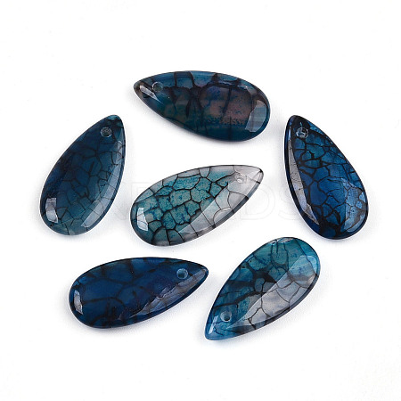 Natural Dragon Veins Agate Pendants G-N0325-16E-1