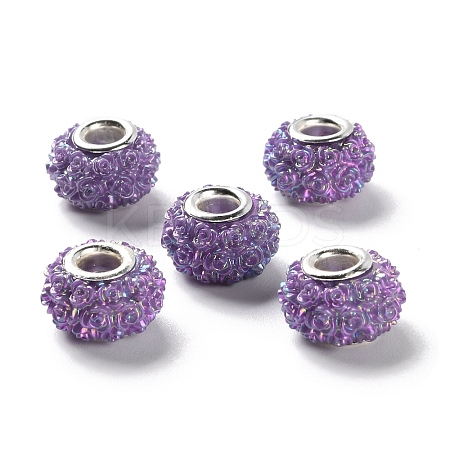 AB Color Resin Rose Flower European Beads RESI-M001-05C-1