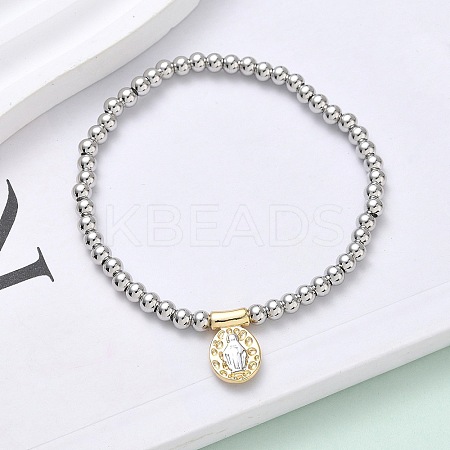 Brass Oval Charms Bracelets BJEW-B148-03A-02-1