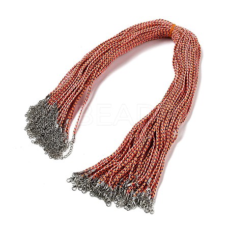 2MM Braided Round Polycotton Cord Necklace Making with Alloy Lobster Claws Clasps and Iron End Chains NJEW-Q031-01D-1
