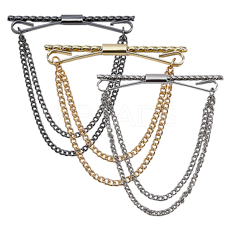3Pcs 3 Colors Brass Tie Clips AJEW-FH0006-91-1