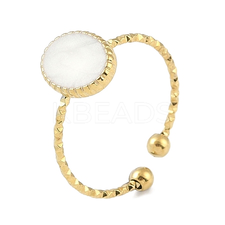 Ion Plating(IP) 304 Stainless Steel Enamel Oval Cuff Finger Rings RJEW-L107-071G-01-1
