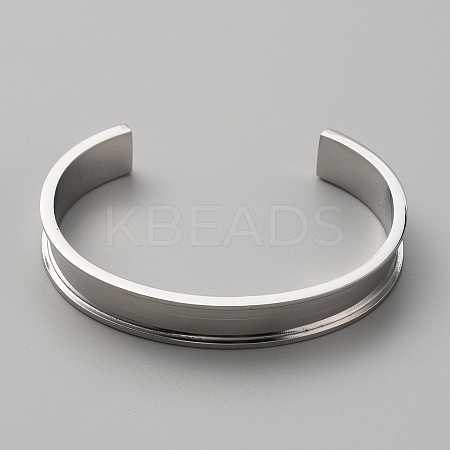 304 Stainless Steel Grooved Cuff Bangles LS-BJEW-WH0019-07P-1