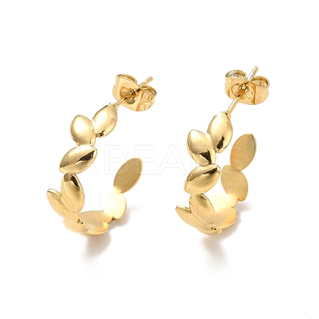 Ion Plating(IP) 304 Stainless Steel Leaf Wrap Stud Earring EJEW-P202-03G-1