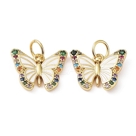 Rack Plating Brass with Cubic Zirconia Enamel Charms X-KK-B076-06G-1