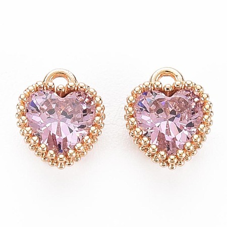 Brass Micro Pave Cubic Zirconia Charms KK-S356-773K-1
