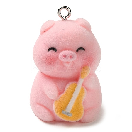 Flocking Resin Cute Pendants RESI-D072-01F-1