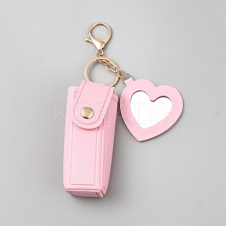 PU Leather Lipstick Holder Heart Keychains KEYC-WH20012-04KCG-02-1