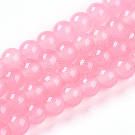 Baking Paint Imitation Jade Glass Round Bead Strands DGLA-Q021-6mm-03-1