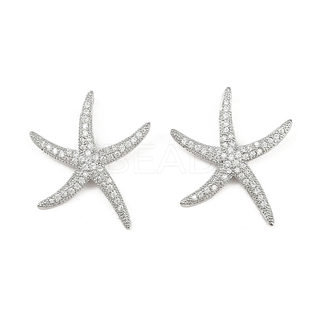 Brass Micro Pave Clear Cubic Zirconia Pendants KK-G535-02A-P-1