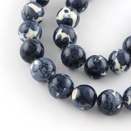 Dyed Natural Ocean White Jade Round Bead Strands G-R295-6mm-01-1