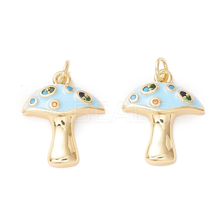 Autumn Theme Rack Plating Brass Micro Pave Colorful Cubic Zirconia Pendants KK-D073-06G-01-1