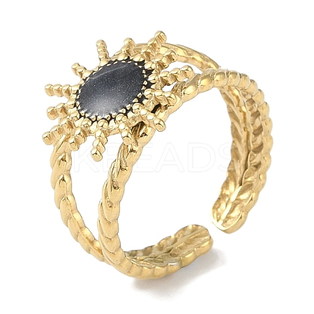 Ion Plating(IP) 304 Stainless Steel Enamel Cuff Finger Rings RJEW-L107-053G-02-1