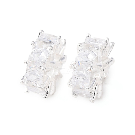 Brass Micro Pave Cubic Zirconia European Beads KK-C157-09C-S-1