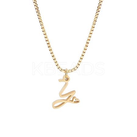 1pc Brass Chain & 304 Stainless Steel Letter Pendant Necklaces NJEW-LP0001-40Y-G-1