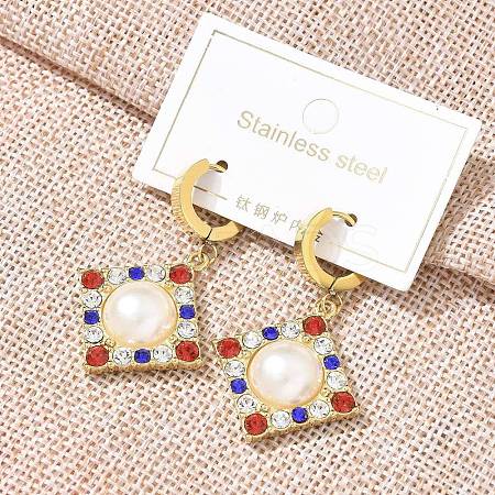 Ion Plating(IP) 304 Stainless Steel Rhombus Hoop Earrings EJEW-A119-11G-1