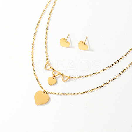Golden Stainless Steel Jewelry Set QE0758-3-1