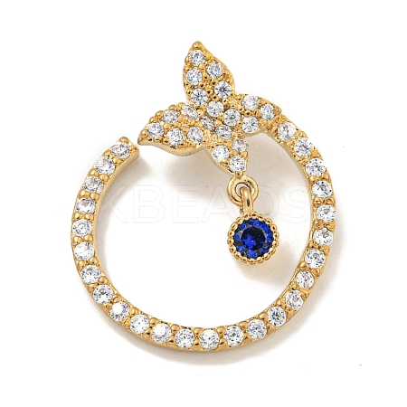 Brass Micro Pave Clear Cubic Zirconia Glass Pendants KK-S386-16G-1