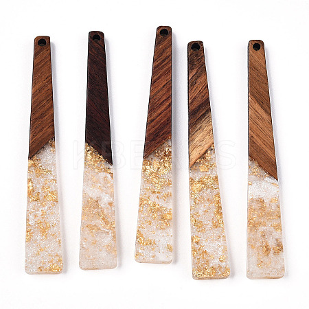 Transparent Resin & Walnut Wood Big Pendants RESI-N039-68A-1