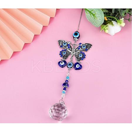 Alloy Butterfly Turkish Blue Evil Eye Pendant Decoration LS-HJEW-M002-14AS-1