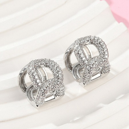 Brass Clear Cubic Zirconia Dangle Earrings EJEW-Q016-04P-1