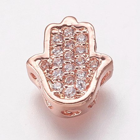 Brass Cubic Zirconia Beads KK-P134-05RG-1
