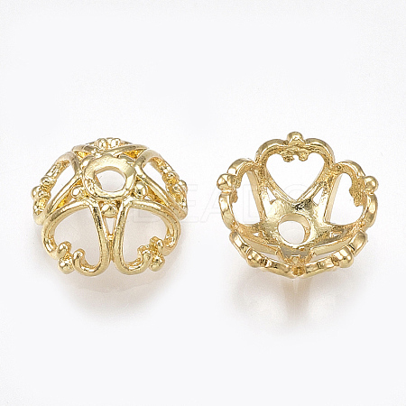 5-Petal Brass Bead Caps X-KK-S348-191-1