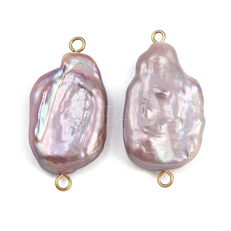 Natural Freshwater Pearl Keshi Pearl Nuggets Connector Charms STAS-D378-14G-1