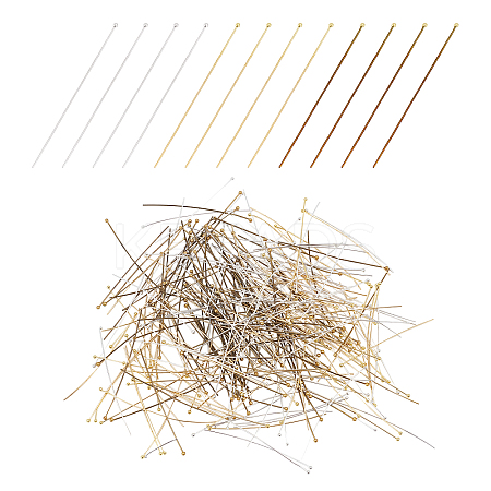 300pcs 3 Colors Brass Ball Head Pins KK-AR0002-16-1