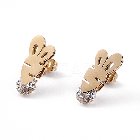 Clear Cubic Zirconia Radish Stud Earrings EJEW-L282-01G-1