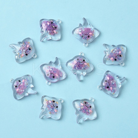 10Pcs Luminous Transparent Resin Pendants RESI-YW0004-44G-1