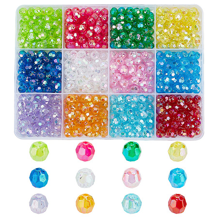 720pcs 12 Colors Eco-Friendly Transparent Acrylic Beads TACR-GO0001-01-1