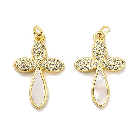 Brass Micro Pave Clear Cubic Zirconia Pendants KK-K365-10B-G-1