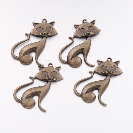 Tibetan Style Alloy Kitten Pendants LS-TIBEP-22758-AB-NR-1