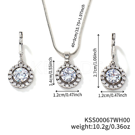 Brass Rhinestones Flat Round Jewelry Set VN0716-4-1