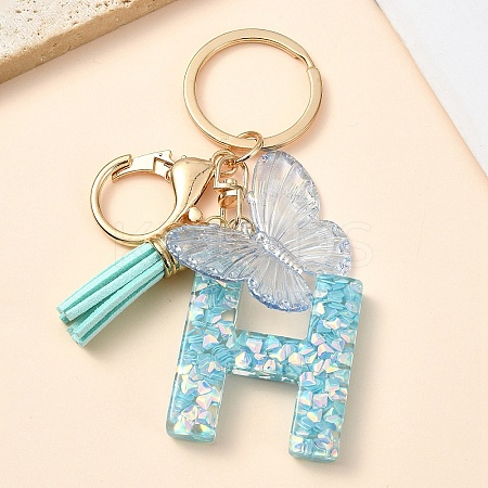 Resin & Acrylic & Faux Suede Tassel Keychain KEYC-YW00117-08-1