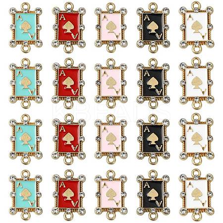 20Pcs 5 Colors Alloy Crystal Rhinestone Spades Connector Charms FIND-CJ0003-05-1