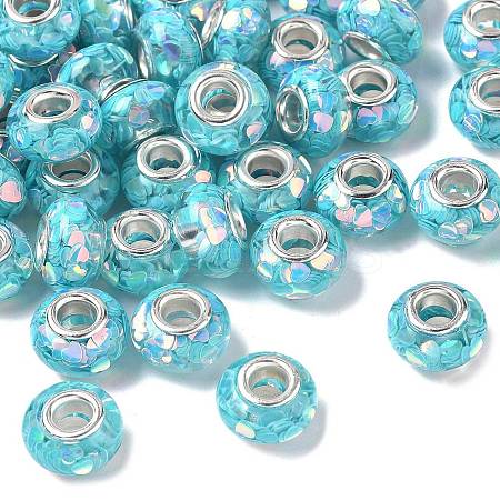 Transparent Resin Rondelle European Beads LS-RESI-S023-09-1