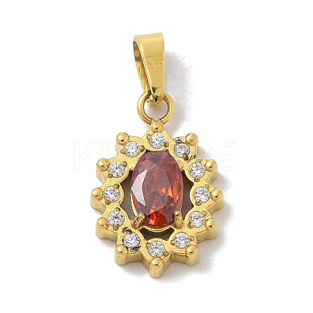 Ion Plating(IP) 304 Stainless Steel Micro Pave Cubic Zirconia Pendants STAS-Z107-05G-04-1
