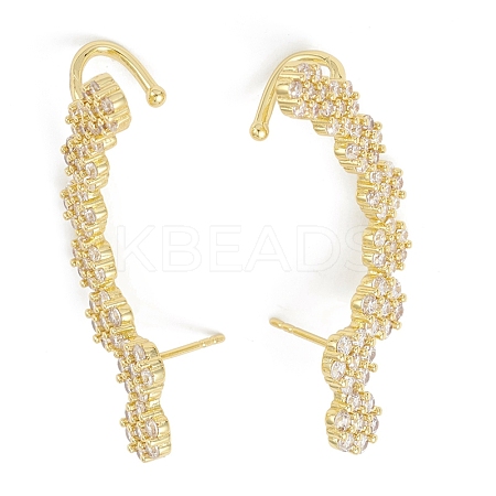 Rack Plating Brass Cubic Zirconia Stud Earrings EJEW-K245-05G-1