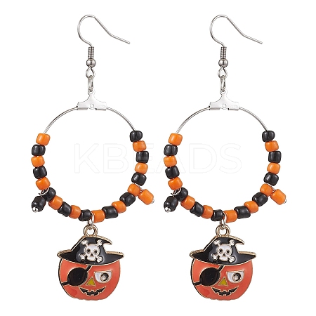Glass Dangle Earrings EJEW-JE05985-1