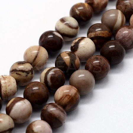 Natural Zebra Jasper Beads Strands X-G-I199-10-6mm-1