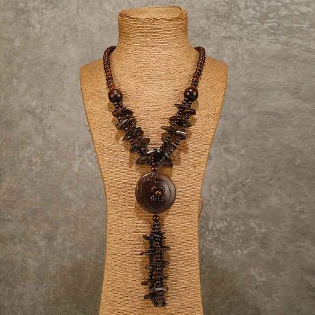 Bohemian Style Natural Coconut Beaded Pendant Tassel Necklaces for Women FS-WGFADBE-01-1