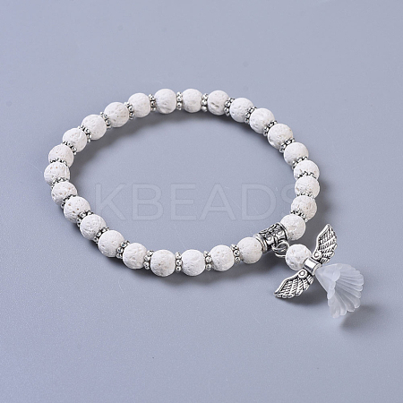 Dyed Natural Lava Rock(Dyed) Beads Stretch Bracelets BJEW-JB04221-03-1