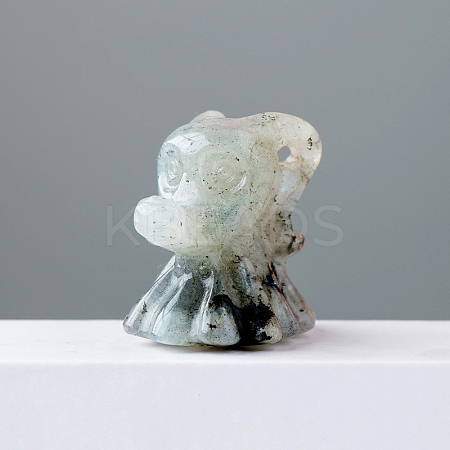Natural Grey Moonstone Halloween Ghost Dog Figurine Display Decorations G-PW0007-018C-1