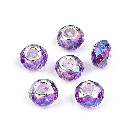 Baking Paint Transparent Glass European Beads GPDL-N004-C14mm-A05-1