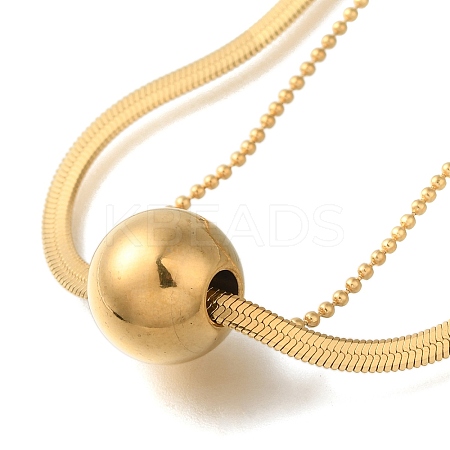 Ion Plating(IP) 304 Stainless Steel Double Layer Necklaces X-NJEW-H037-02G-1
