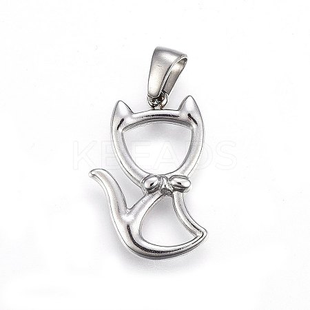 Non-Tarnish 304 Stainless Steel Hollow Kitten Pendants LS-STAS-P209-28P-1