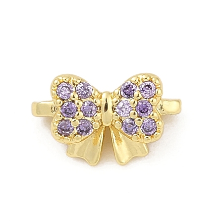 Brass Micro Pave Cubic Zirconia Slide Charms KK-G526-01G-1