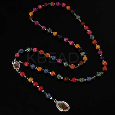Alloy & Resin Colorful Rosary Bead Necklaces LS-FS-WG28636-02-1